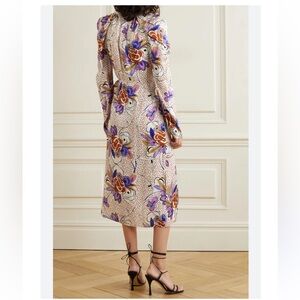 REVOLVE Les reveries puff sleeve Purple Cream floral Wrap Dress
